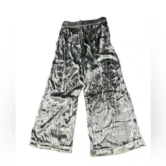 Anthropologie Maeve NWT Silver Anastacia Velvet Wide-Leg Pull On Pants Size S - Picture 3 of 12